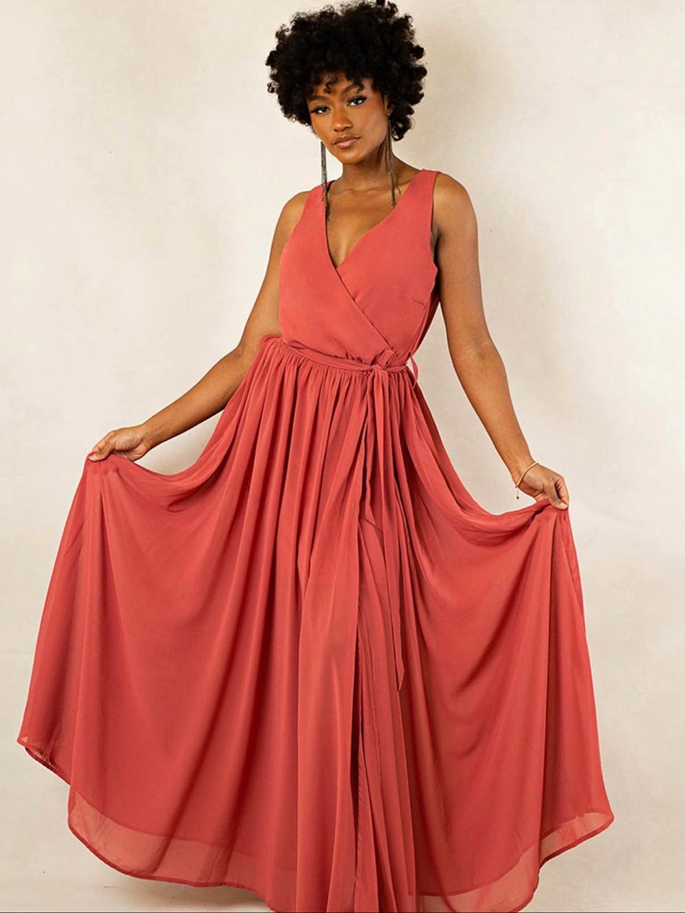 Joyfolie Wrap Maxi Dress with V-Neck